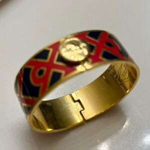 Spartina 449 gold cuff bracelet navy and coral